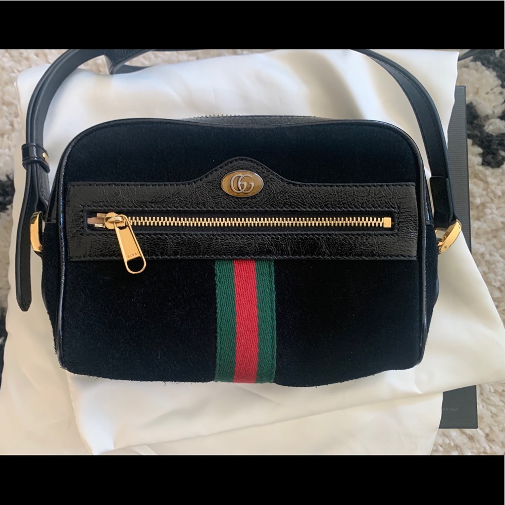 Gucci Ophedia mini bag crossbody in black suede